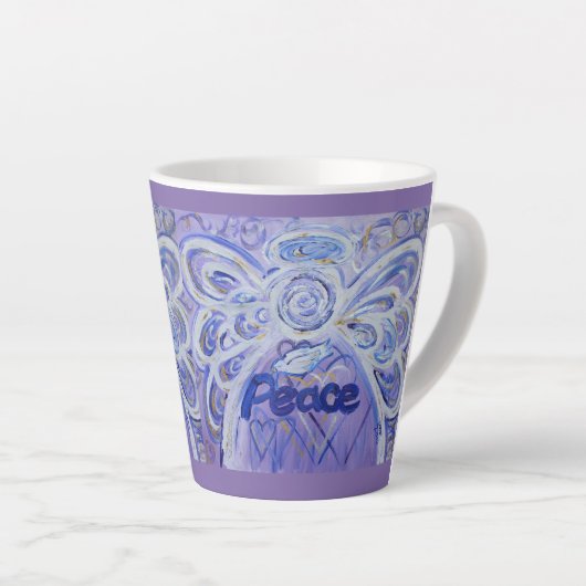 Peace Angel Word Art Custom Latte Mok Cup (Rechterhoek)
