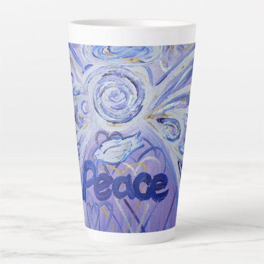Peace Angel Word Art Custom Latte Mok Cup (Voorkant)