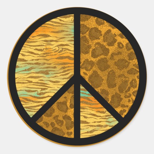 Peace Animal Pattern-sticker Ronde Sticker (Voorkant)