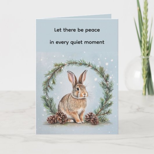 Peace at Christmas Rabbit Folded Greeting Card Kaart (Voorkant)