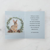 Peace at Christmas Rabbit Folded Greeting Card Kaart (Binnen)