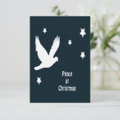 Peace At Christmas With Dove In Flight White Logo Kaart (Staand voorkant)