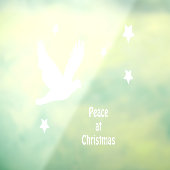Peace At Christmas With Dove In Flight White Logo Raamsticker (Vel 3)