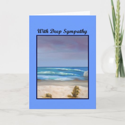 Peace at Ocean's Shoreline Sympathy Card op Blauw Kaart (Voorkant)