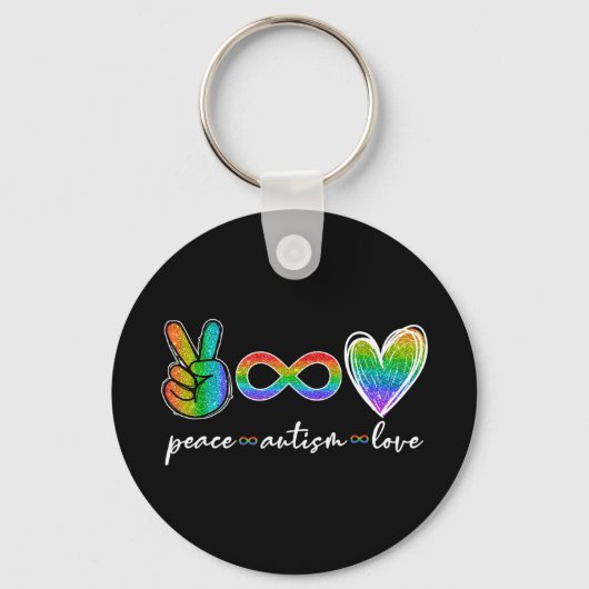 Peace Autism Love Autism Awareness T-Shirt-functie Sleutelhanger (Voorkant)