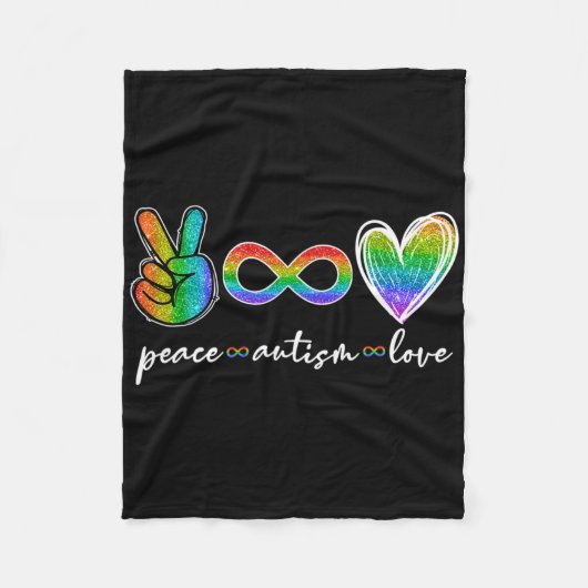 Peace Autism Love Infinity Symbol Autisme Awarenes Fleece Deken (Voorkant)