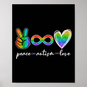 Peace Autism Love Infinity Symbol Autisme Awarenes Poster