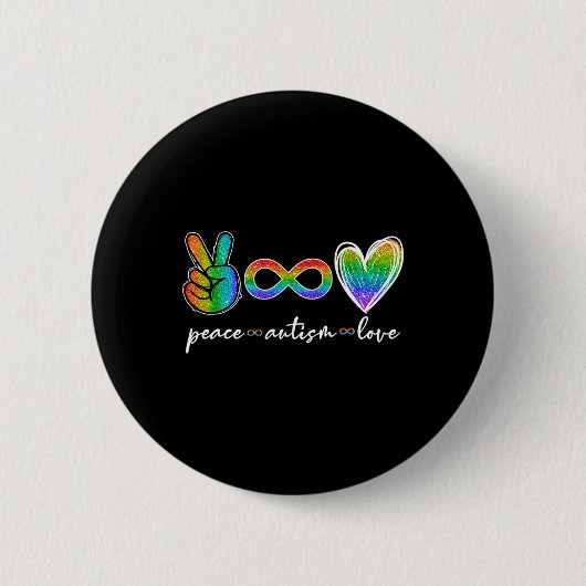 Peace Autism Love Infinity Symbol Autisme Awarenes Ronde Button 5,7 Cm (Voorkant)