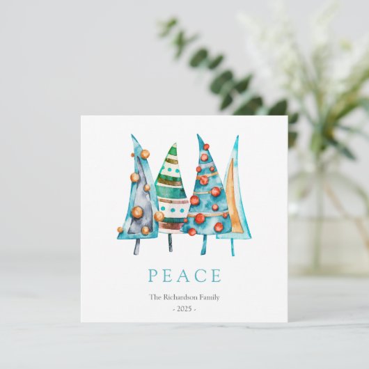 Peace Baby Doodle Pine Kerstboom Cadeaus Feestdagenkaart (Staand voorkant)