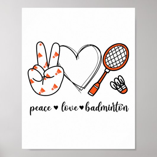Peace Badminton Golfing Peace Hand Sign Badminton Poster (Voorkant)