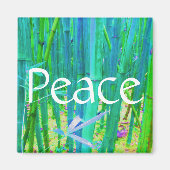 Peace Bamboe Blauw en Groen Magneet (Voorkant)