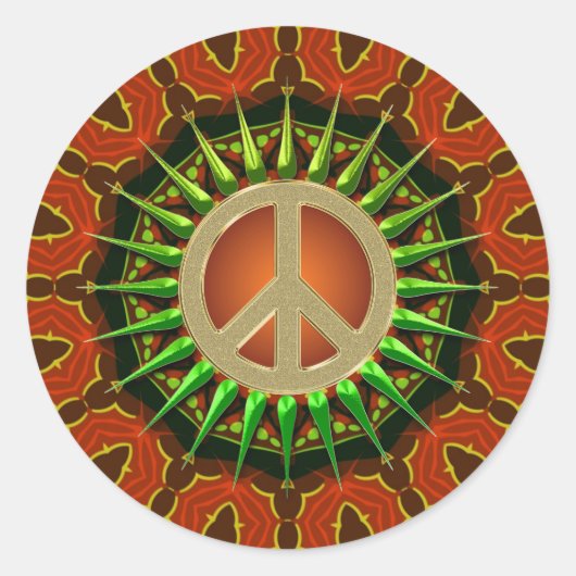 Peace Batik Floral Geometry Ronde Sticker (Voorkant)