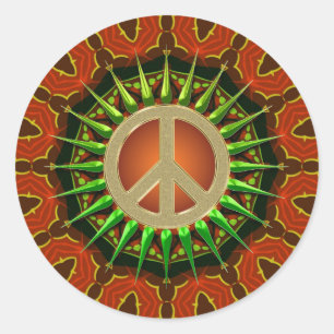 Peace Batik Floral Geometry Ronde Sticker