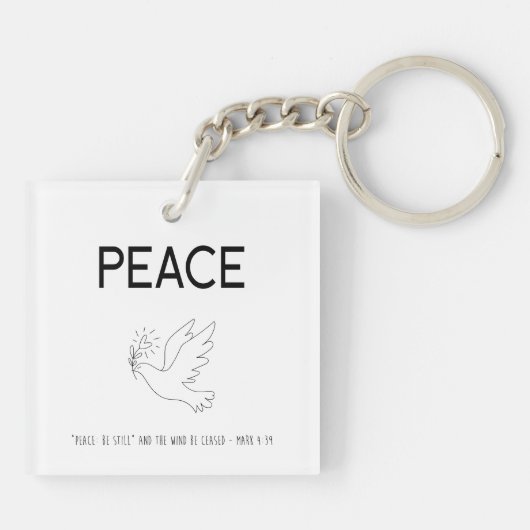 Peace be still bird flying sleutelhanger (Achterkant)