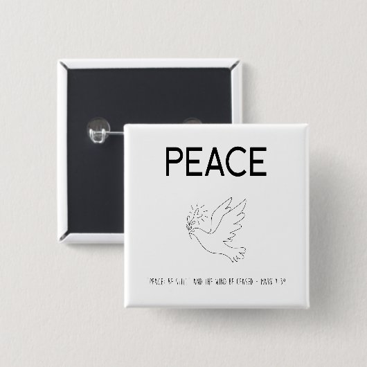 Peace be still bird flying vierkante button 5,1 cm (Voorkant /achterkant)