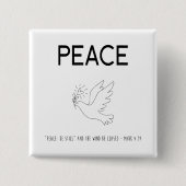 Peace be still bird flying vierkante button 5,1 cm (Voorkant)