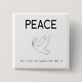 Peace be still bird flying vierkante button 5,1 cm