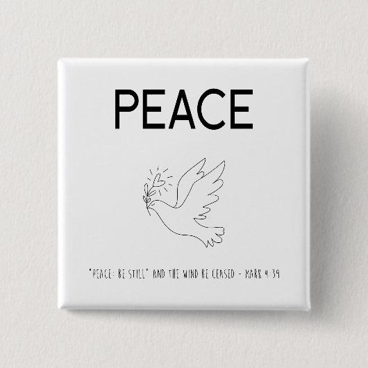 Peace be still bird flying vierkante button 5,1 cm (Voorkant)