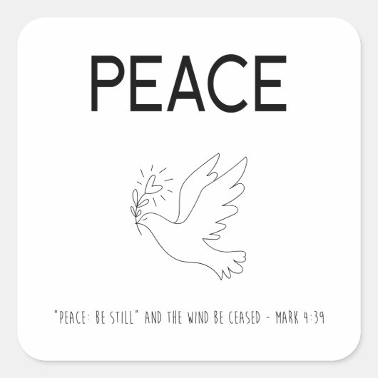 Peace be still bird flying vierkante sticker (Voorkant)