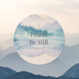 Peace, Be Still Christian Scripture – Mark 4:39 Ronde Sticker