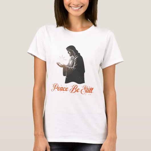 "Peace Be Still" Jesus with Guiding Star T-shirt (Voorkant)