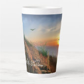 Peace be still text inspirerend zeegezicht zonsond latte mok (Voorkant)