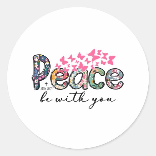 Peace Be With You Butterfly Ronde Sticker (Voorkant)