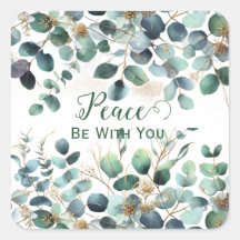 Peace Be With You Watercolor Foliage Leaves Green
