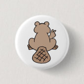 Peace Beaver Ronde Button 3,2 Cm (Voorkant)