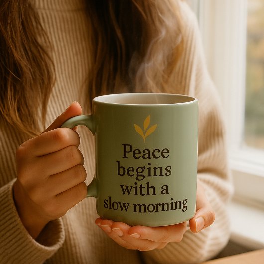 Peace Begins with a Slow Morning – Minimalist Mug Koffiemok