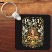 Peace Begins Within Sleutelhanger (Voorkant)
