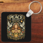 Peace Begins Within Sleutelhanger (Achterkant)