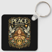 Peace Begins Within Sleutelhanger (Achterkant)