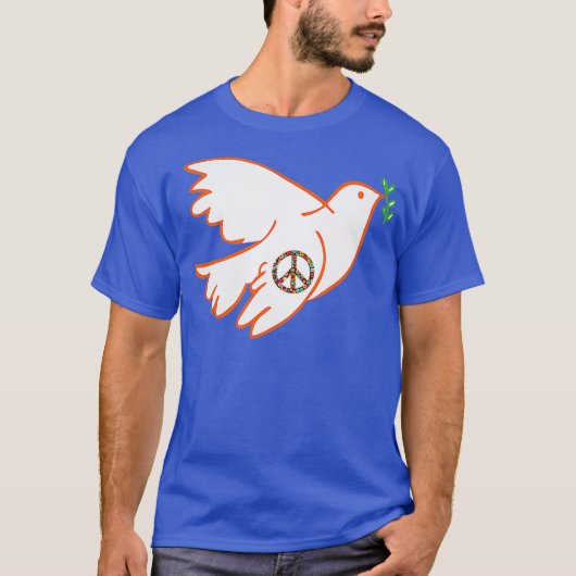 Peace Bird Dove Pigeon Hippy Hippie T-shirt (Voorkant)