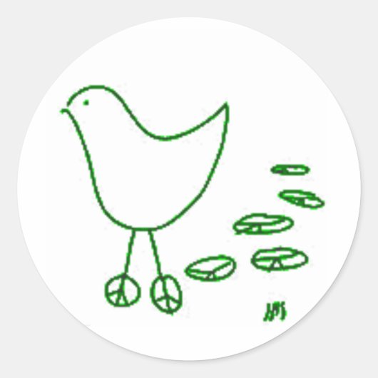 Peace Bird Ronde Sticker (Voorkant)