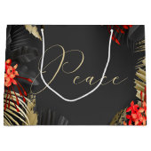 Peace Black Gold Crimson Tropisch gebladerte Groot Cadeauzakje (Voorkant)
