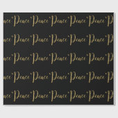 'Peace' Black Gold Script Elegant Holiday Cadeaupapier (Vlak)