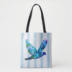 Peace Blue Abstract Dove Canvas tas