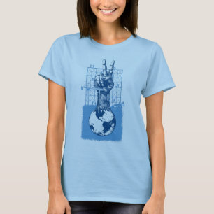 Peace Blue Dames Baby Doll T-shirt