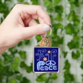 Peace Blue en Oranje Sleutelhanger (Hand)