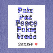 Peace Blue Hearts Many Languages Sticker