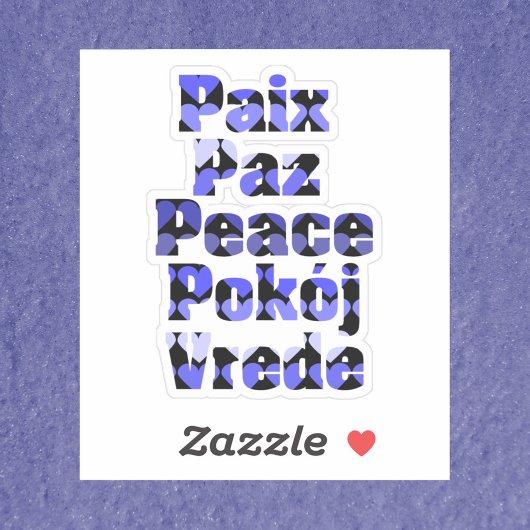 Peace Blue Hearts Many Languages Sticker