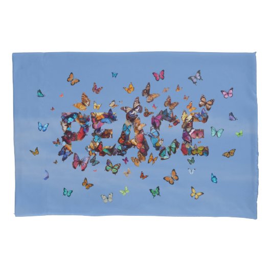 Peace Blue Sky Butterflies Motivational Butterfly Kussensloop (Voorkant)