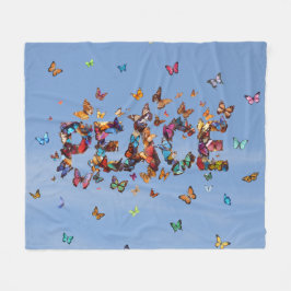 PEACE Blue Sky Butterflies | Motivational Hope Joy Fleece Deken