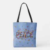 PEACE Blue Sky Butterflies | Motivational Hope Joy Tote Bag (Achterkant)