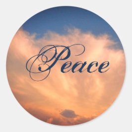 Peace Blue Sky en Roze Fluffy Clouds Celestial Ronde Sticker