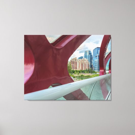 Peace Bridge uitzicht op Calgary skyline Canvas Afdruk (Voorkant)