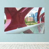 Peace Bridge uitzicht van de skyline van Calgary Canvas Afdruk (Insitu (Houten vloer))