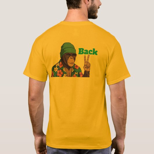 Peace Bro Chimpanzee Graphic T-Shirt - Cool Monkey (Achterkant)