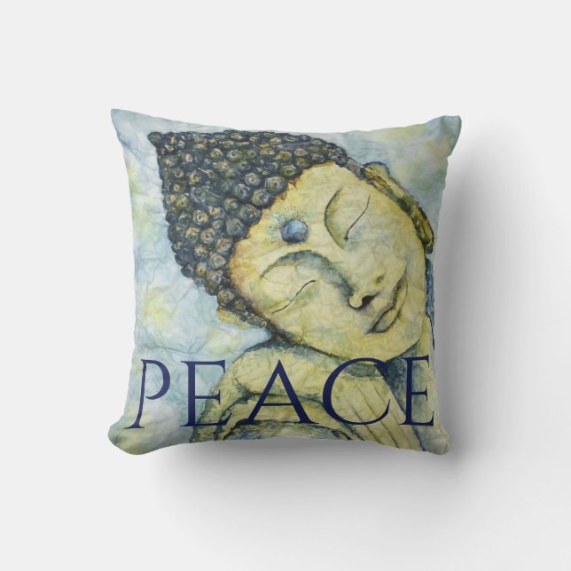 Peace Buddha Waterverf Art Sierkussen (Voorkant)